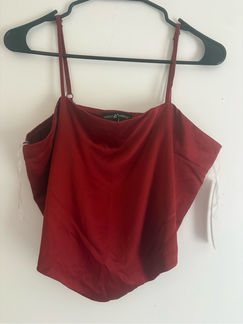 Almost Famous Burgundy Satin Cowl-Neck Camisole